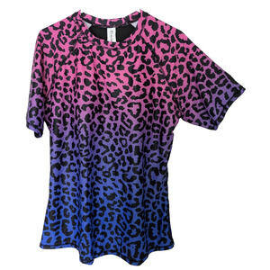 Womens 2 Piece Ombre Purple Leopard Top Black Boyshorts 2XL Swimwear
